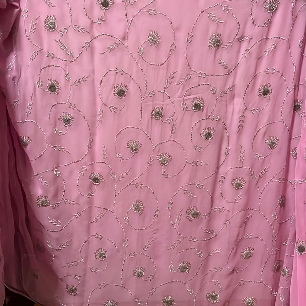 Pink floral saree